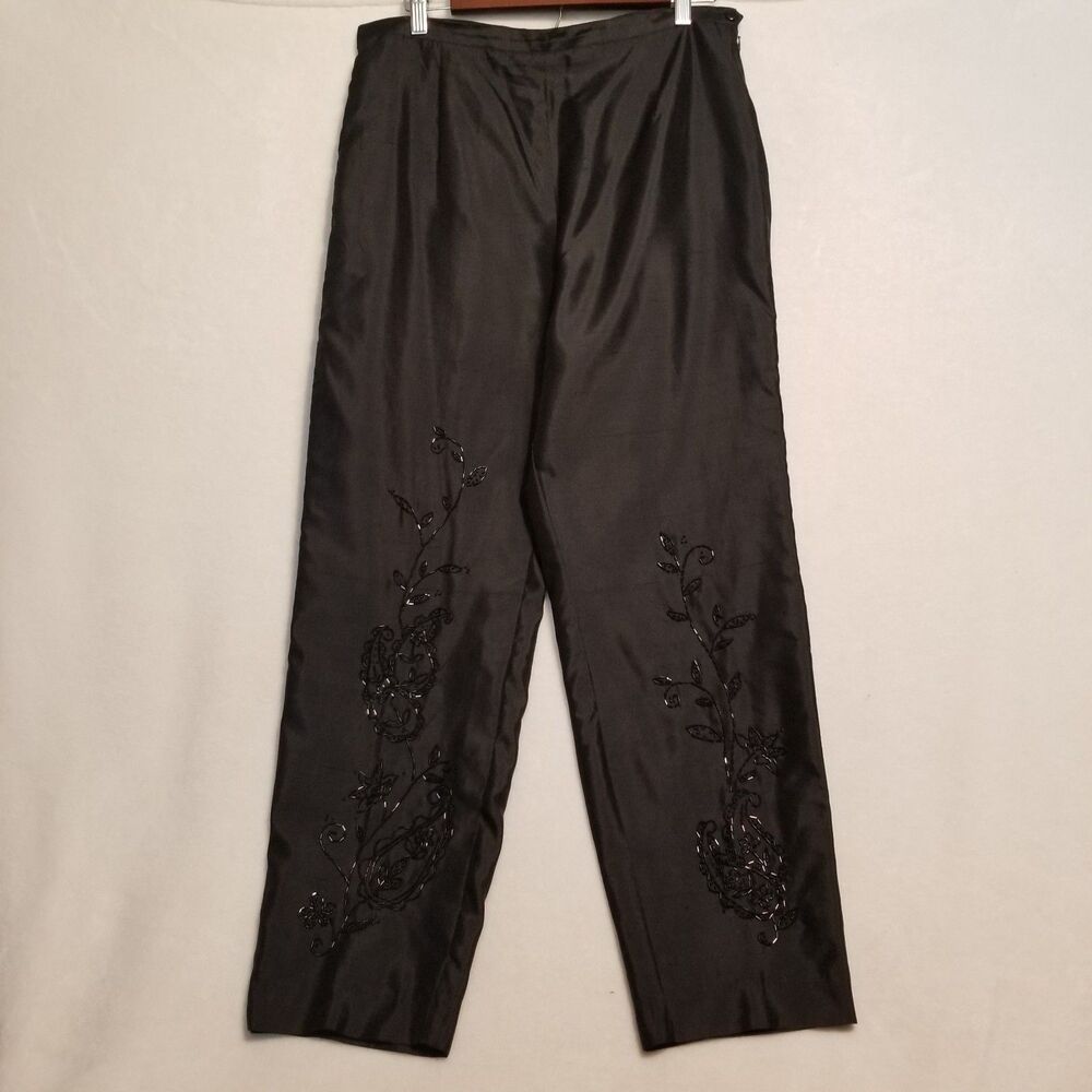 Silkland 16P Petite Pants Silk Beaded Ankle Event Whimsigoth Sparkle Holiday